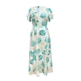 thumbnail image 5 of Women's Plus Size Floral Print V Neck Maxi Dress with Flutter Sleeves 100% polyester fabric for a flowing silhouette, 5 of 6