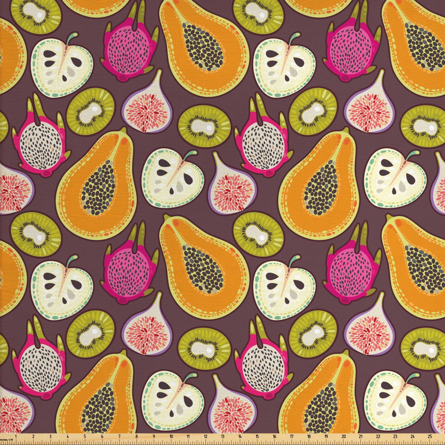 Fruit Art Fabric by The Yard, Exotic Fresh Food Pattern of Kiwi Fig ...