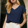 thumbnail image 6 of T-Shirts For Women Solid Color V Neck T Shirt Elegant Short Sleeved Top For Spring And Summer Clothing Womens Tops, 6 of 7