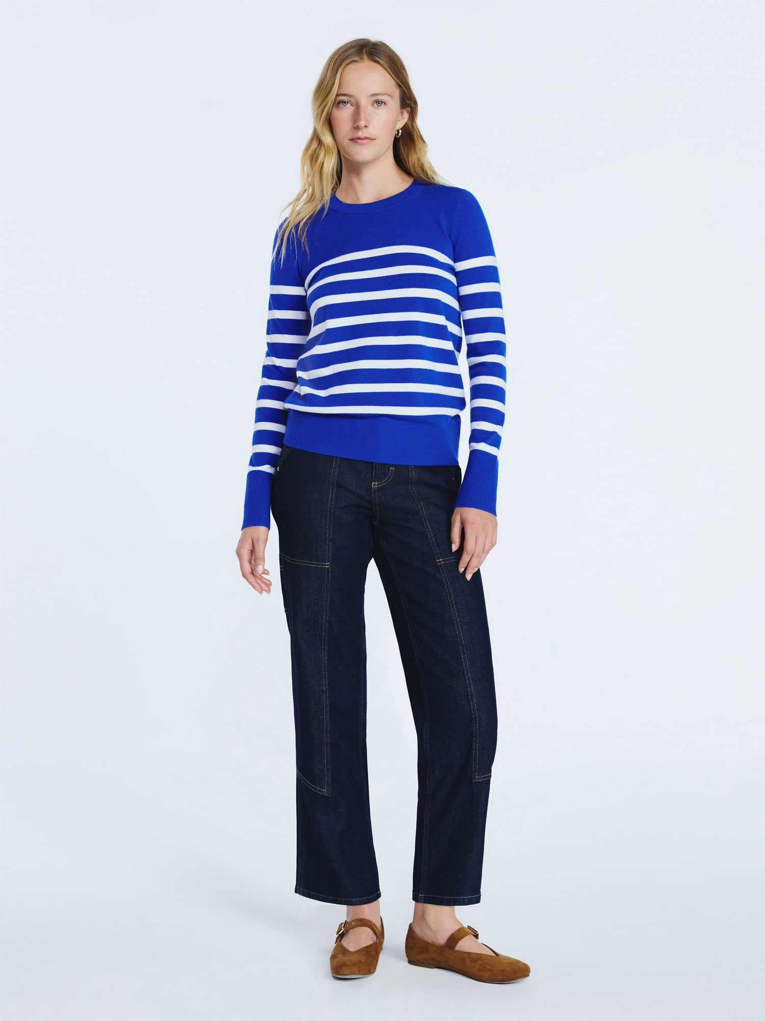 Free Assembly Women's and Women's Plus Cozy Yarn Crewneck Sweater with Long Sleeves. Lightweight, Sizes XS-4X