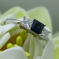 thumbnail image 3 of Dazzlingrock Collection 10K Princess White Diamond and Blue Sapphire Ladies Bridal 3 Stone Ring, White Gold, Size 7, 3 of 3
