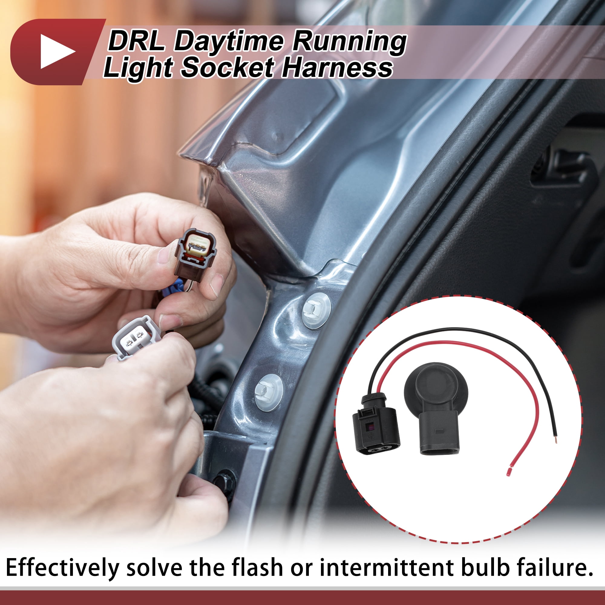 Unique Bargains DRL Daytime Running Light Socket Wiring for Skoda Octavia 2009-2013