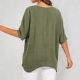 thumbnail image 2 of WERYOUNG Women's Asymmetrical T Shirt Fashion Solid Color Crew Neck T-Shirts Short Sleeve Casual Tee Home Lounging Comfortable Tops L, 2 of 6