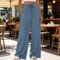 thumbnail image 2 of Hurxie Womens Baggy Wide Leg Palazzo Pants Casual Loose Drawstring Elastic Waisted Lounge Trousers with Pockets Blue,XL, 2 of 8