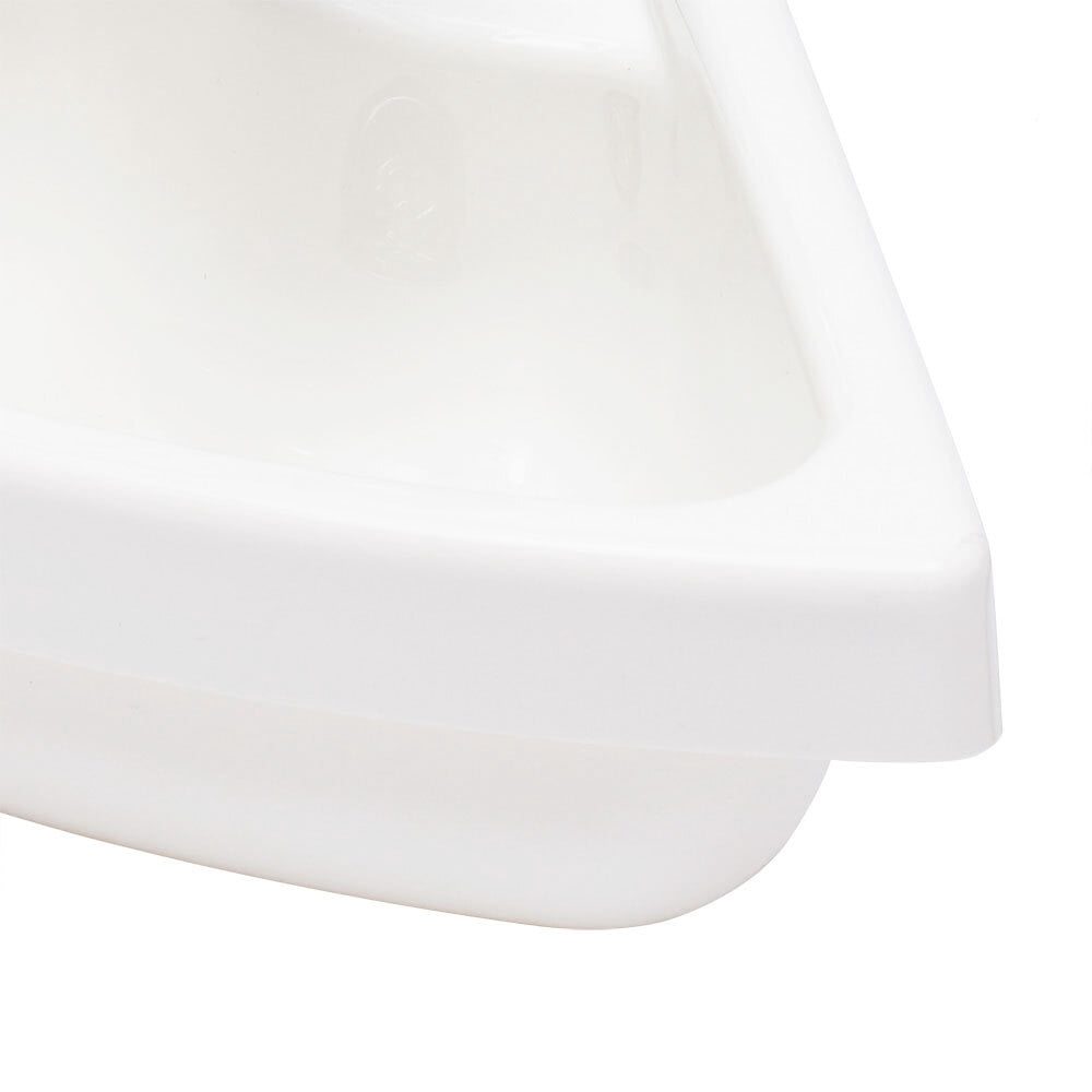 ToppiJoy Acrylic Single Bowl Sink, Triangle Wash Basin Thick Small Sink Corner for Kitchen Bathroom Lavatory (White)