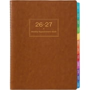 Appointment Book & Planner 2026-2027 - Large 2026-2027 Daily Hourly Planner, July 2026 - June 2027, 8.5" x 11", Appointment Book Plannerwith 15-Minute Interval + Thick Paper + Pocket - Brown