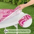thumbnail image 5 of Pink Paisley and Floral Pattern Round Fitted Tablecloth with Elastic Edge,Dining Table Cover Waterproof,Outdoor Round Tablecloth for Camping,Dining,Indoor and Outdoor, 5 of 7