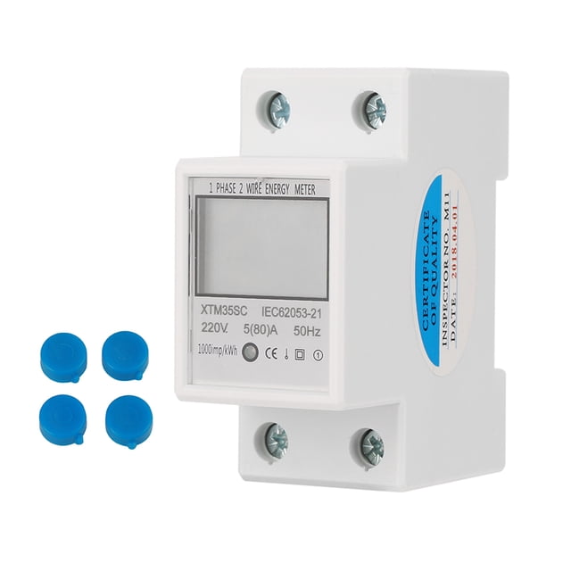 Oubit Electronic K Wh Meter,220V 5(80)A Digital 1 Phase Din Rail Energy Meter K Wh Meter Streamlined Design