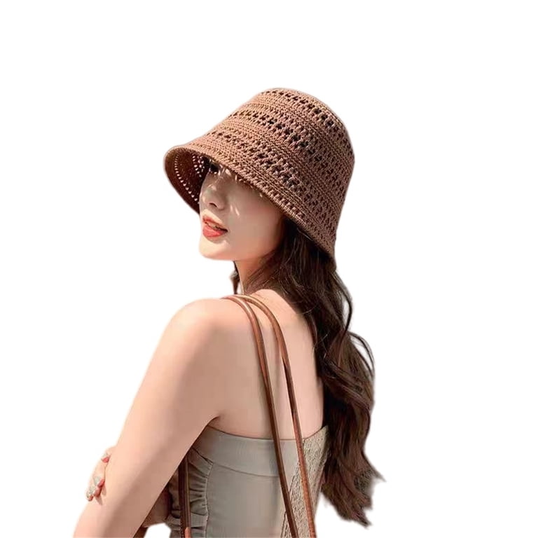 Siminsem Womens Wide Brim Straw Fedora Hat UPF 50+ Summer 