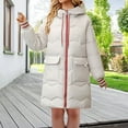 thumbnail image 2 of ChaoLingNeng Long Puffer Jacket, Women Long Puffer Jacket Hood Winter Warm Windproof Ladies Quilted Padded Coat Big Pocket, 2 of 8