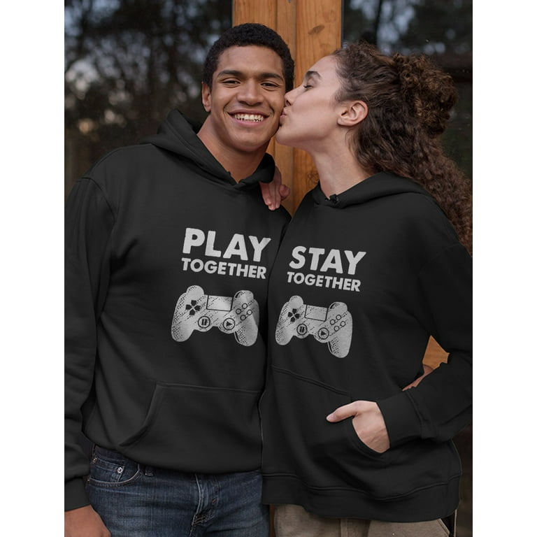 Tstars Matching Couple Hoodies Set Play Together Stay Together Funny Gamer Valentine Stay Black X-Large / Play Red X-Large, Women's, Size: Stay XL /