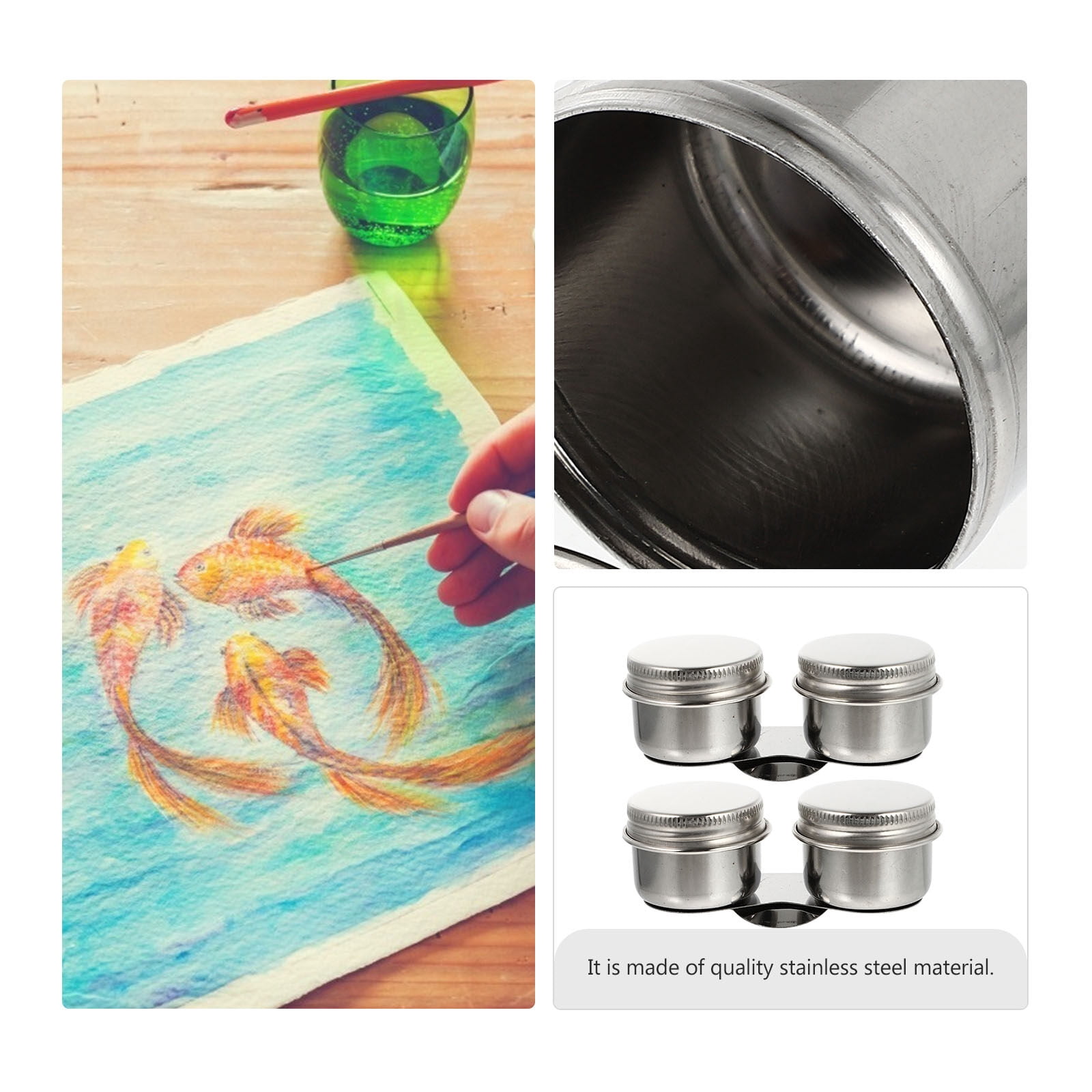 2 Pcs Tin Pen Pot Oil Painting Supplies Palette Cup Practical Brush Washing
