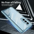 thumbnail image 7 of SaniMore for Samsung Galaxy Z Fold 5 (7.6" 2023) Case with Built-in Tempered Glass Screen Protector Hinge Protection Full Body Protection Plating Bumper Shockproof Anti-drop Clear Shell, Blue, 7 of 7