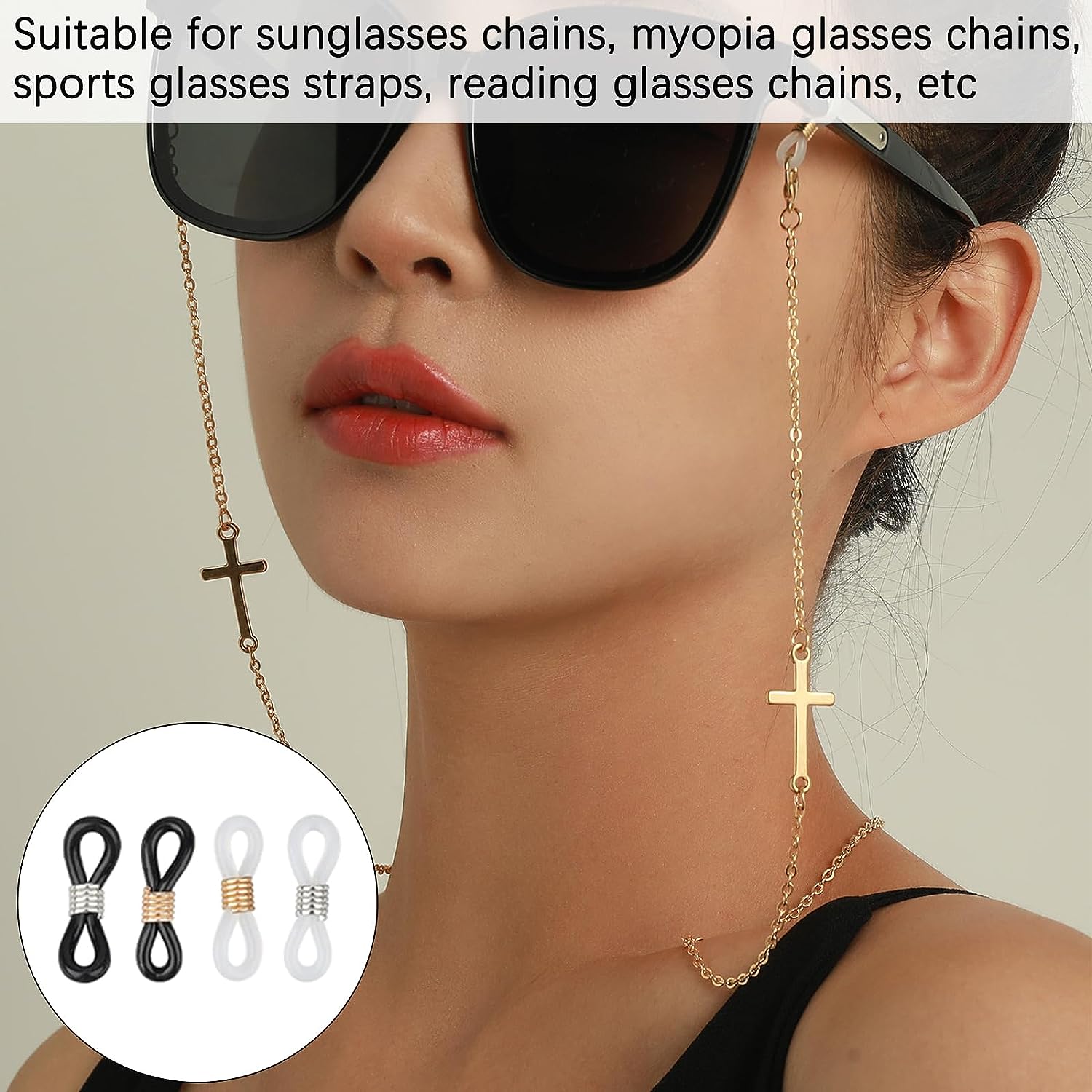 Eyeglass Chain Ends, Glasses Chain Connector 20Pcs Adjustable Eyeglass  Chains Ends Silicone Eyeglass Connector Eyeglass Chain Loop Holder Glasses