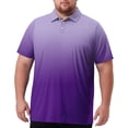 thumbnail image 2 of Zimjoy Polo Shirts for Men Big and Tall Quick Dry Loose Fit Gradient Short Sleeve Polo Shirt Golf Work Casual Athletic Top Purple XL, 2 of 6