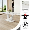thumbnail image 3 of 63" Modern White Rectangle Faux Marble Dining Table Room Sets for 4,Dining Table with 4 PU Leather Dining Chairs,White Table and 4 Black C-shaped Chairs with Golden Leg, 3 of 7