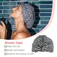 thumbnail image 5 of Bearachild Gorros de baño para ducha Estampado de flores Impermeable Reutilizable Elástico Colorido Universal Largo Sombrero corto Baño Estampado de Juegos de accesorios de baño Raya Bearachild HA062078-01B, 5 of 5