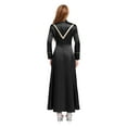 thumbnail image 2 of Choomomo Women Minister Preacher Church Clergy Robe Long Sleeve Cross Metallic Shiny Tunic Dress for Performance Black XL, 2 of 5