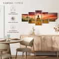 thumbnail image 5 of Elephant Stock Big Buddha At Sunrise Wall Art - Horizontal Multi Panel Canvas - 5 Pieceliving Room Wall Decor - Photography Religion And Spirituality Multi Panel - Purple And Orange Decor - 74" x 34", 5 of 8