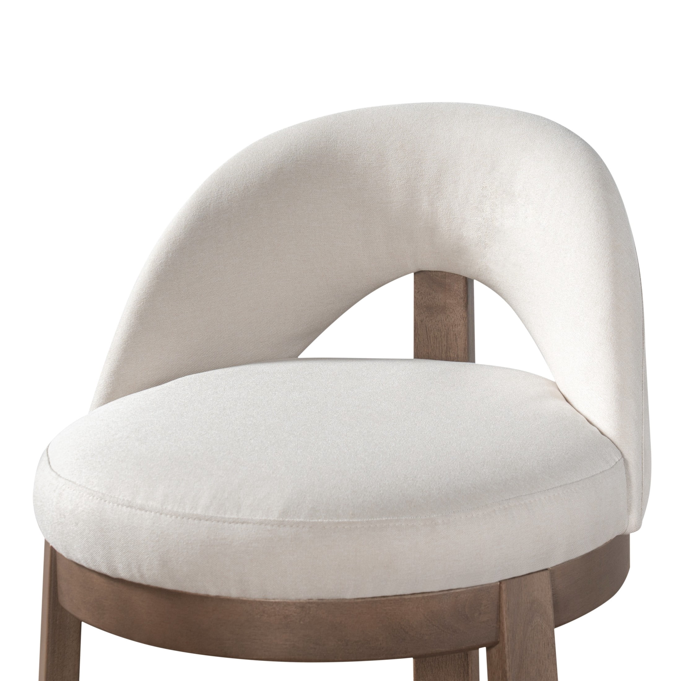 Christopher Knight Home Modern Upholstered Counter Stools with Curved Back, Wood Frame, Walnut+Beige, Set of 4