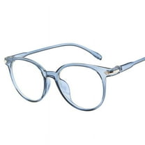 Female Stylish Casual Oval Candy Color Non-prescription Eyeglasse Frame Clear Lens Eyewear, Blue