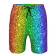 thumbnail image 3 of Cauagu Glitter Rainbow Print Men's Swim Trunks,Hawaiian Bathing Suit Swimsuits Beach Shorts with Pockets for Men Quick Dry Swimming Board Shorts-X-Large, 3 of 6