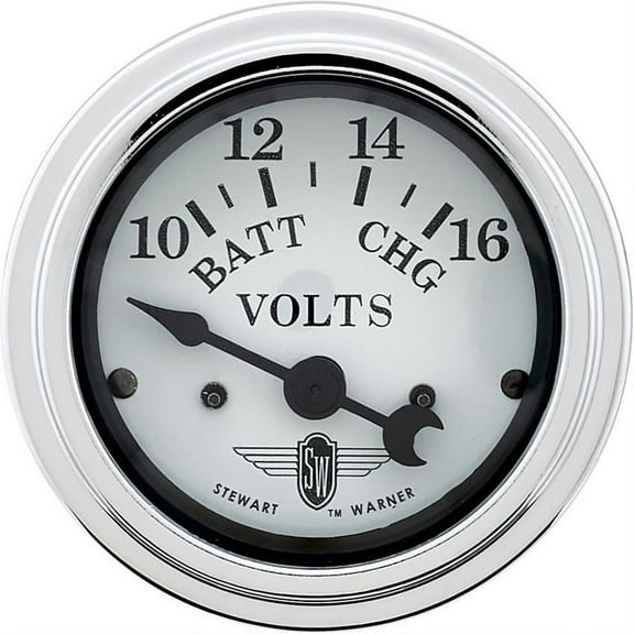 Stewart Warner 82481 Wings Voltmeter Gauge, White