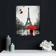 thumbnail image 4 of COMIO  Canvas Wall Art Paris Eiffel Tower Canvas Prints Wall Artwork Black and White Red Umbrellas Poster Print Painting Paris Decor for Living Room Girls Bedroom Kitchen Bathroom, 4 of 4