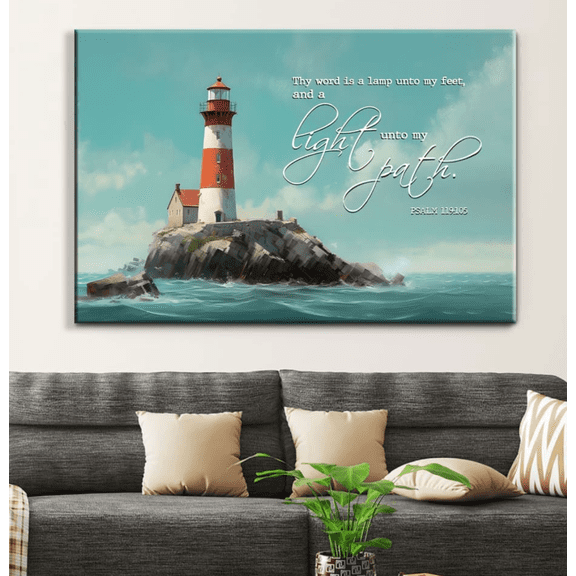 Psalm 119:105 Bible Verse Christian Canvas Wall Art, Scripture Print, Inspirational Religious Wall Decor Gift