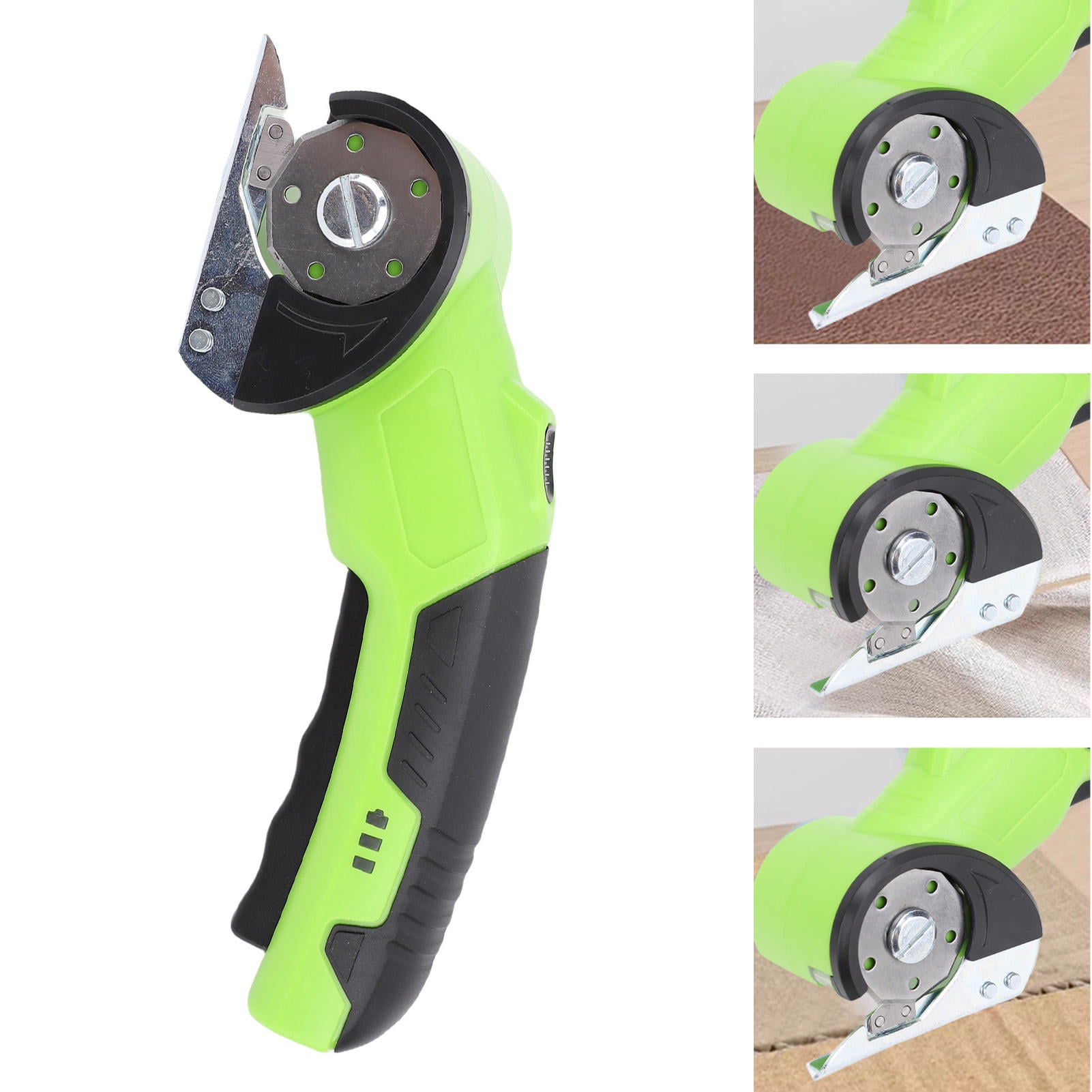 Yajisi Cordless Electric Scissors, Green Low Noise LED Light Multifunctional 1500mAh Li Battery Powered, 8.66x4.72x2.76in