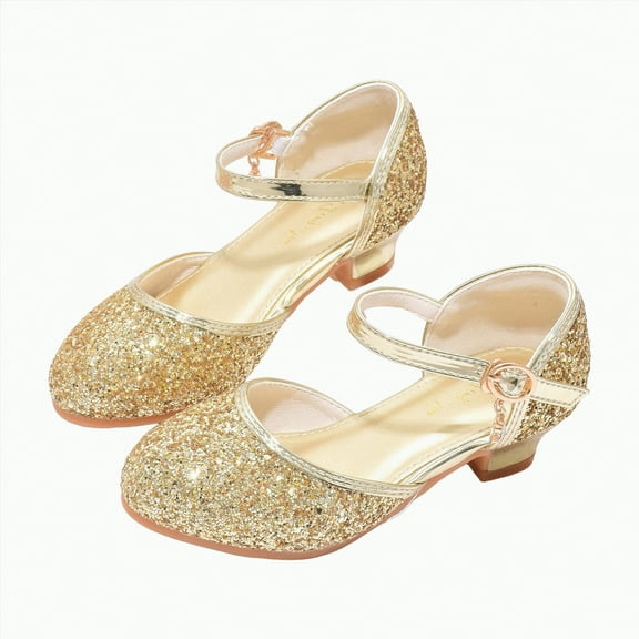 Hessimy Infant Baby Girls Mary Jane Flats Non Slip Rubber Sole with Bownot Toddler First Walkers Princess Wedding Dress Shoes school performance shoes (Gold,2)