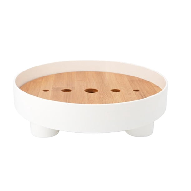 Bandeja redonda de almacenamiento, plato para aperitivos, organizador de frutas y té, cesta organizadora de alimentos. blanco