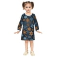 thumbnail image 2 of Girls' long-sleeved dress Snow Flower Blue Orange Girls' A-line dress with ribbed cuffs Soft and comfortable, 2 of 6