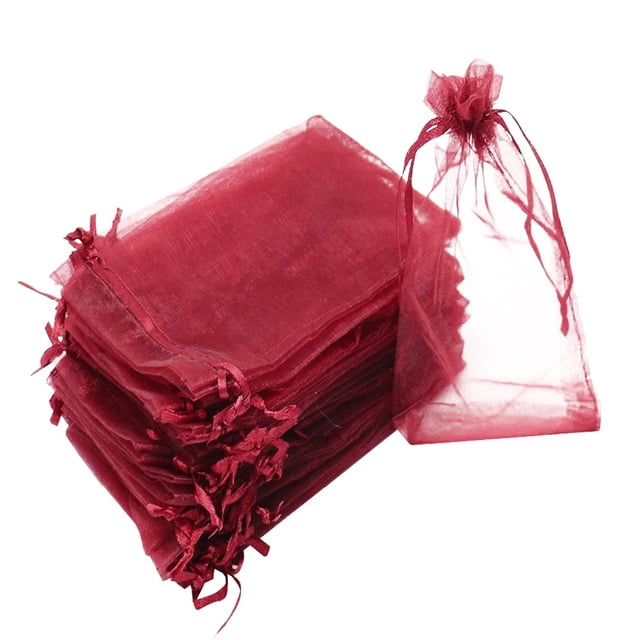 Shisuyan 100pcs Gauze Drawstring Bag Festival Goody Pouch Portable Jewelry Storage Pouch