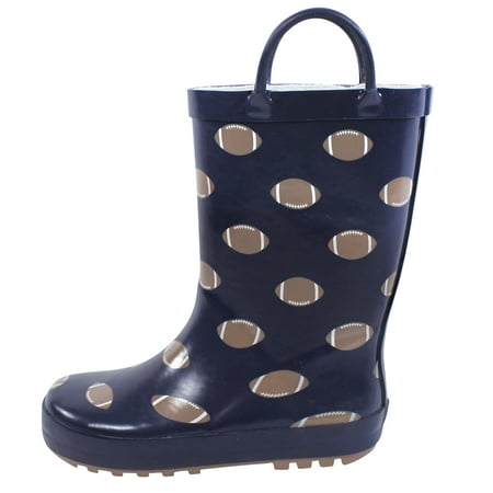 Hudson Baby Infant Boy Rain Boots, Footballs, 7 Toddler