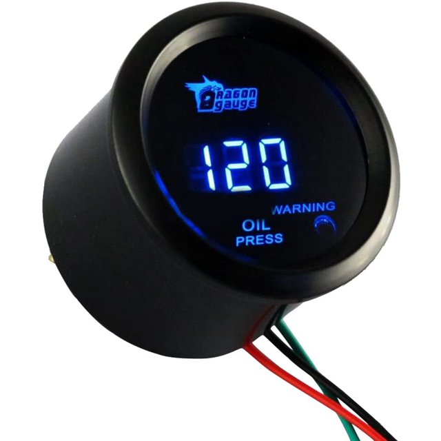 HOUTBY 52mm Car Motor Digital Blue Light Display Oil Press Pressure Gauge Meter