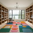 thumbnail image 2 of ODIKA 9'x12' Vibrant Multicolor Geometric Midcentury Washable Area Rug Playful Abstract Shapes with Retro Flair Low Pile, Flatwoven, for Great Room, Indoor Concept, Large Living, 2 of 7
