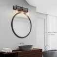 thumbnail image 4 of Mackay 3-Light Vanity Light, Faux Wood Finish, Matte Black Accents, 4 of 9
