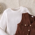 thumbnail image 6 of WOYY Girls Outfits Knit Ribbed Long Sleeve Top Sleeveless Dress Fall Clothes Set, Size 7-12, 6 of 8