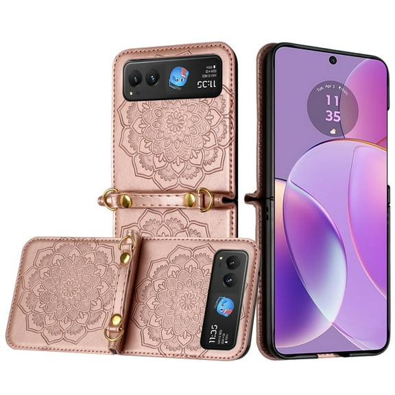 Stylish Floral Case for Motorola Razr 2024/2025 - Rose Gold