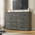 thumbnail image 2 of Farmhouse 9 Drawers Dresser, Wide Chest of Drawers for Bedroom, Large Storage Closet Organizer with Vintage Metal Handle, Wooden Dresser TV Stand for Living Room,Vintage Gray, 2 of 11