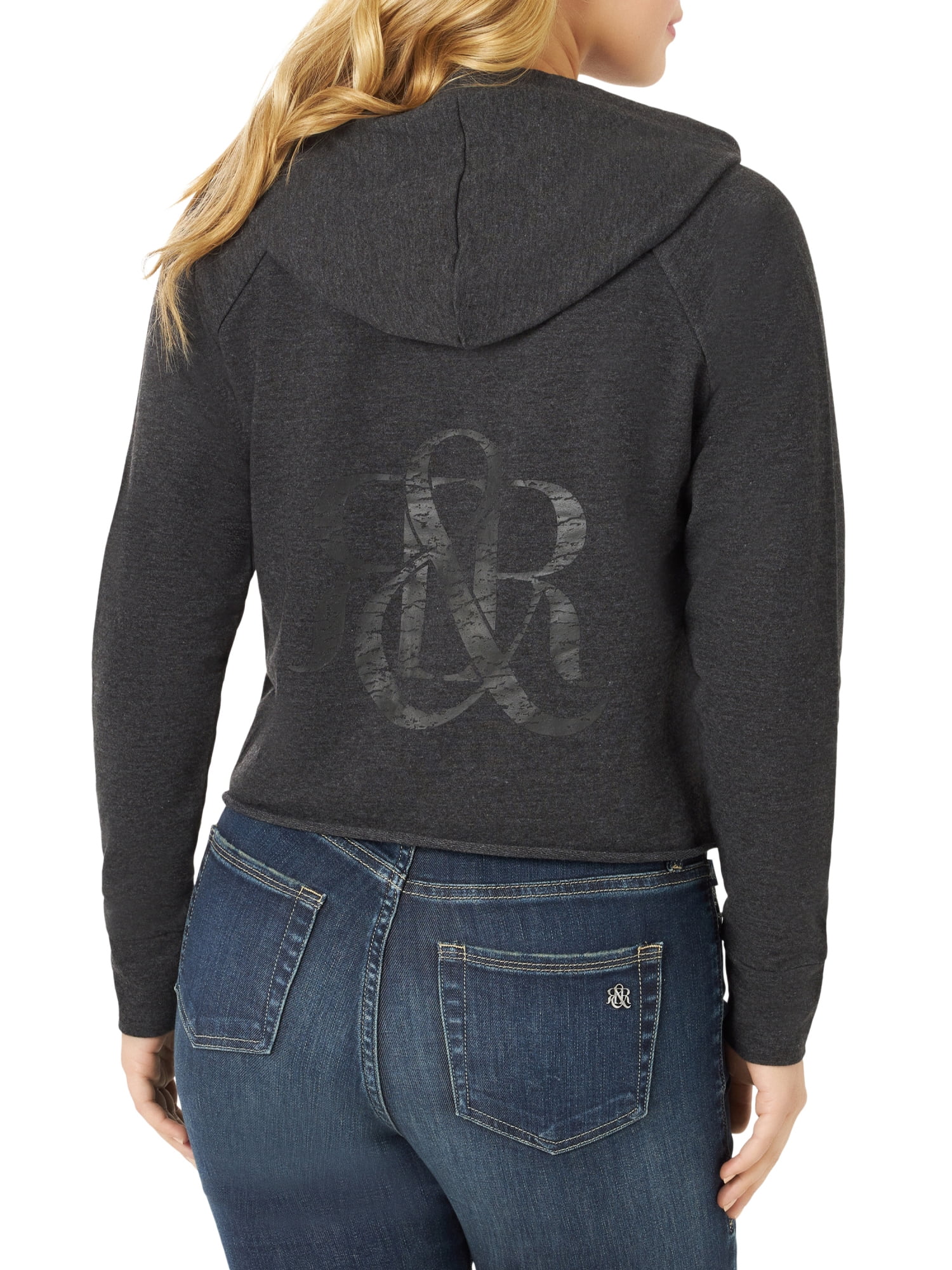Rock & Republic Women's Cropped Logo Hoodie Sweatshirt