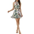 thumbnail image 2 of INSPIRE CHIC Women's 2 Piece Outfits Floral Halter Neck Crop Top with Short Skirt Set S White, 2 of 5