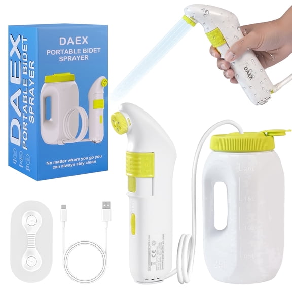DAEX Electric Portable Bidet for Travel，Handheld Bidet Sprayer with 2.5L Water Bottle for Waterproof Handheld Sprayer for Personal Hygiene