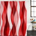 thumbnail image 3 of Red Striped Waterproof Fabric Shower Curtain,Modern Gradient Geometric Ripple Stripes Waterproof Fabric Shower Curtain for Bathroom Curtains Bathtubs Hotel Shower Curtains with 12 Hooks Stall 48x72in, 3 of 8