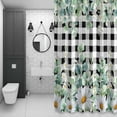 thumbnail image 4 of Eucalyptus Leaves Daisy Shower Curtain for Bathroom Decor, Summer Farmhouses Black Plaid Waterproof Fabric Shower Curtain, 72"x96" Set with 12 Hooks, 4 of 9