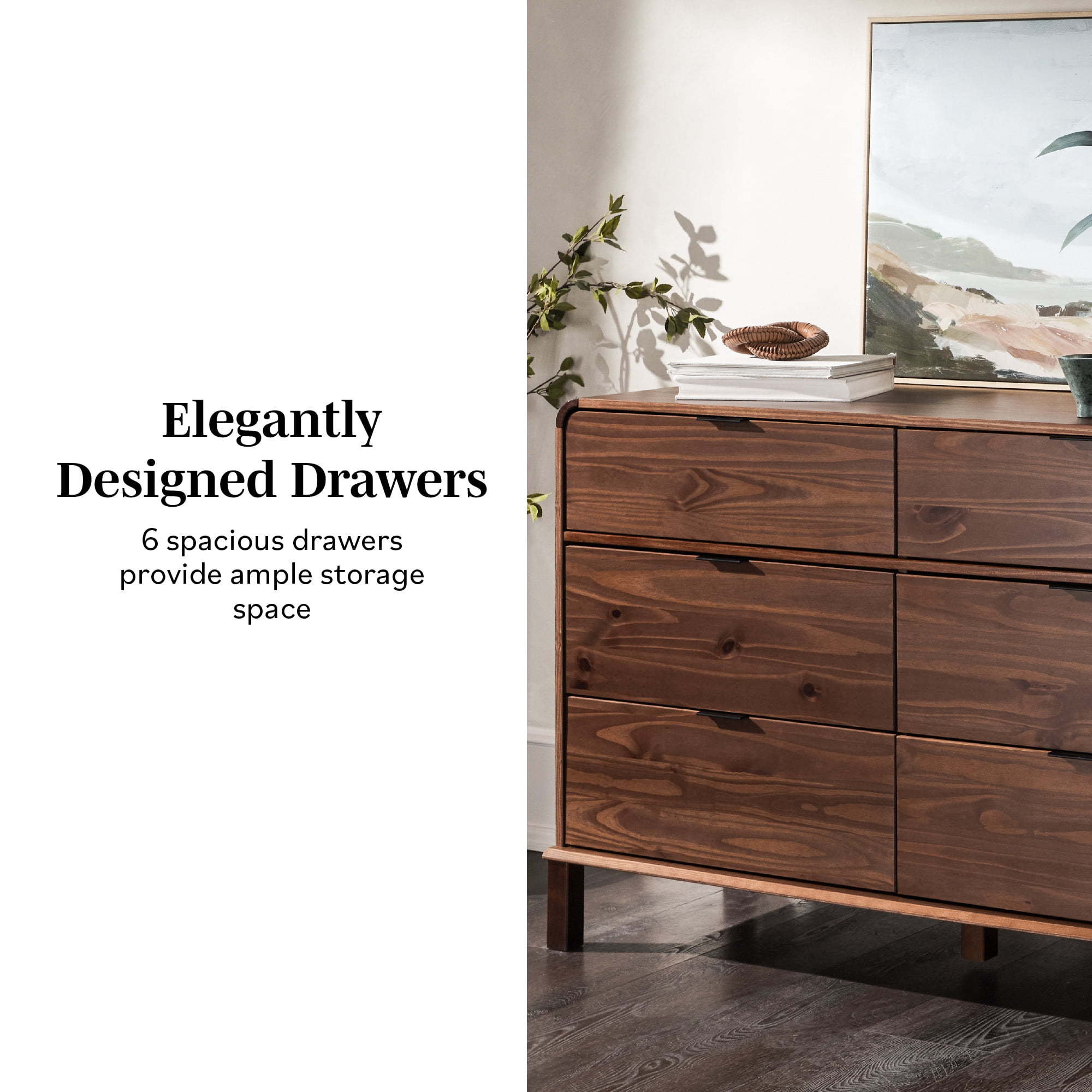 walker edison modern 6-drawer dresser Walker Edison Sonoma 6-Drawer Solid Wood Dresser, White