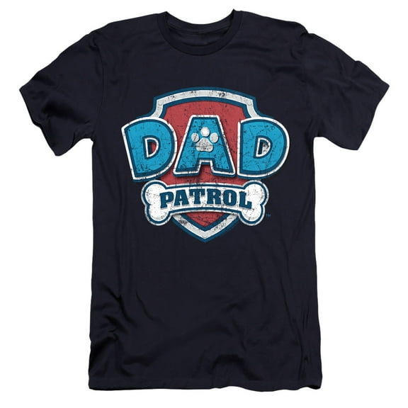 Paw Patrol Father's Day Dad Patrol Unisex Adult Canvas Brand T Shirt, Navy, Large