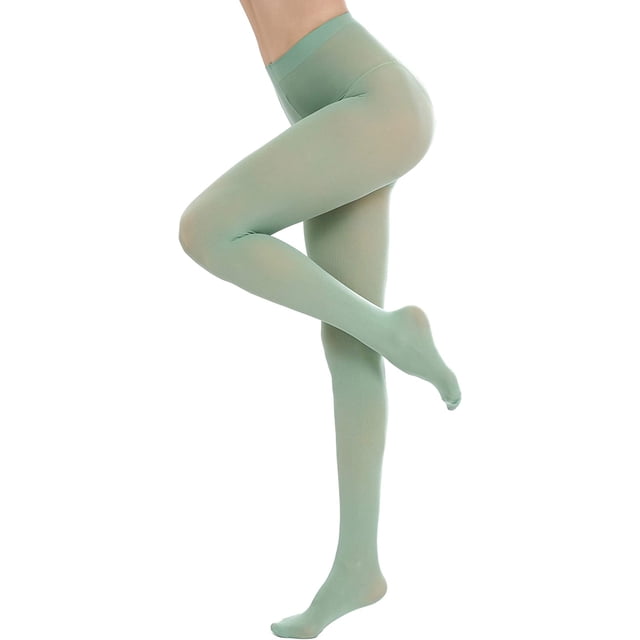 CozyWow Medias con base semiopacas de color sólido suave 80D resistentes a la carrera, cintura alta