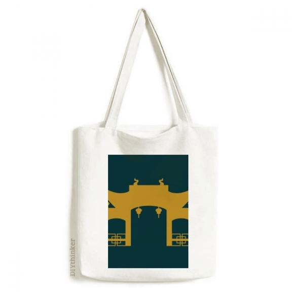 Thailand Myth Woodiness Temple Illustration Tote Canvas Bag Shopping Satchel Casual Handbag